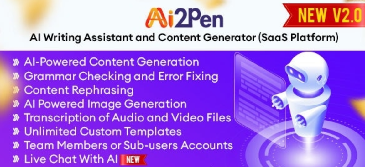 Ai2Pen v6.5 – 人工智能写作助手和内容生成器（SaaS 平台）