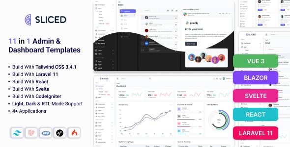 Sliced – Laravel 12, React, Angular, Blazor, Vue, Svelte & Tailwind CSS Admin & Dashboard Template 3.1.0