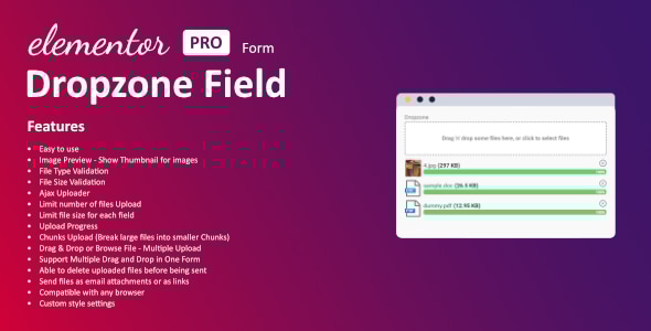 Dropzone Field For Elementor Form v1.3.9