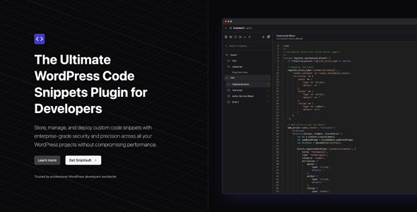 SnipVault v1.0.20 – WordPress 代码片段插件
