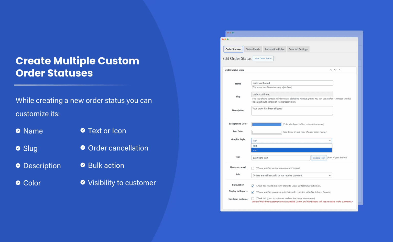 Custom Order Status for WooCommerce v1.3.0