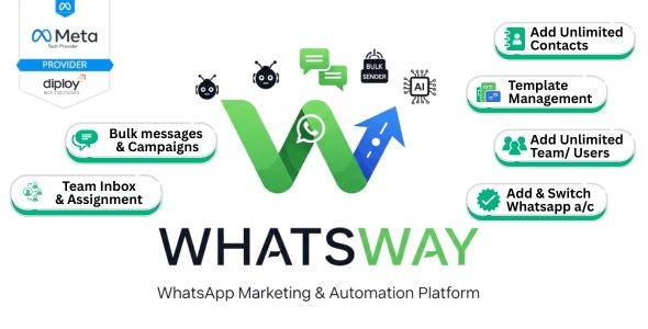 Whatsway v3.7.7 – WhatsApp Marketing & Automation Platform with Bots, Chats, Bulk Sender & AI